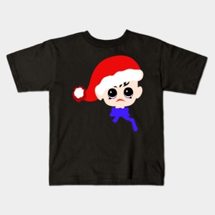 Angry baby wearing a Christmas cap Kids T-Shirt